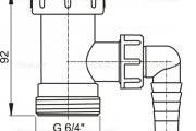 AlcaPLAST A30 mezikus 6/4" pro dřezové sifony s přípojkou na pračku/myčku