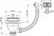 AlcaPlast A38 výpusť dřezová 115 mm x 6/4" s nerezovou mřížkou a s přepadem z dřezu