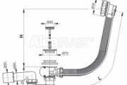 AlcaPLAST A55K sifon vanový s automatickým ovládáním výpusti, kov