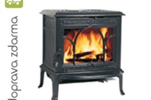 JOTUL F 100 ECO.2 LL BP krbová kamna litinová,dlouhé nohy,dvířka s ozdobnými příčkami,černý lak 