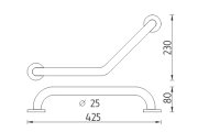 NIMCO - madlo lomené 425 x 25mm, leštěná Nerez