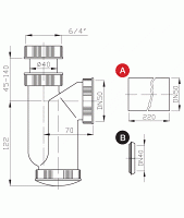 PlastBrno EM06450 sifon dřezový bez výpusti s převlečnou matkou 6/4", odpad 50mm