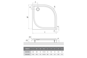 ROTH sprchová vanička DREAM-M 90x90x3 cm R550, bílá